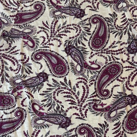 LOFT Short Sleeve Paisley Tee - Purple and White - Picture 2 of 4